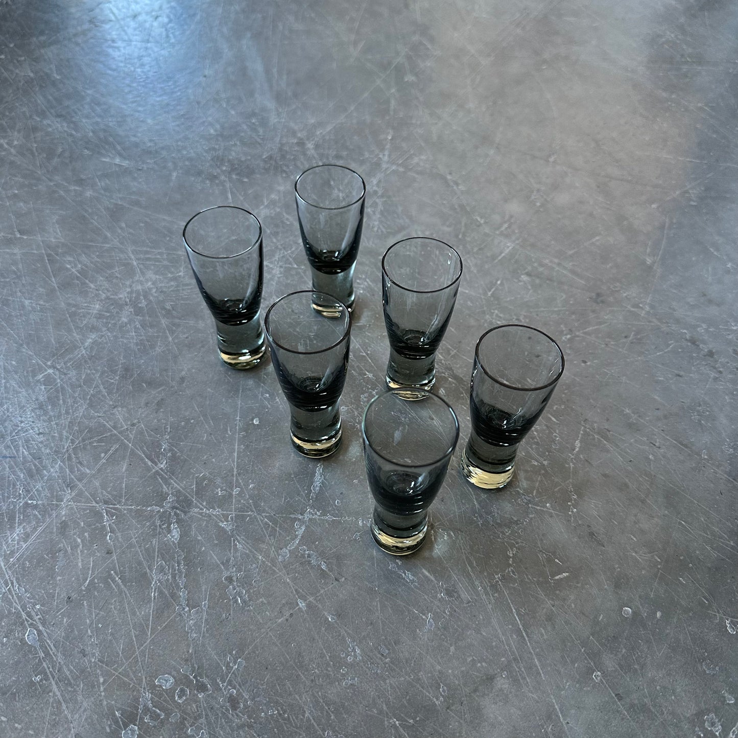 6 x Holmegaard Canada By Per Lütken Smoke Shot Glasses