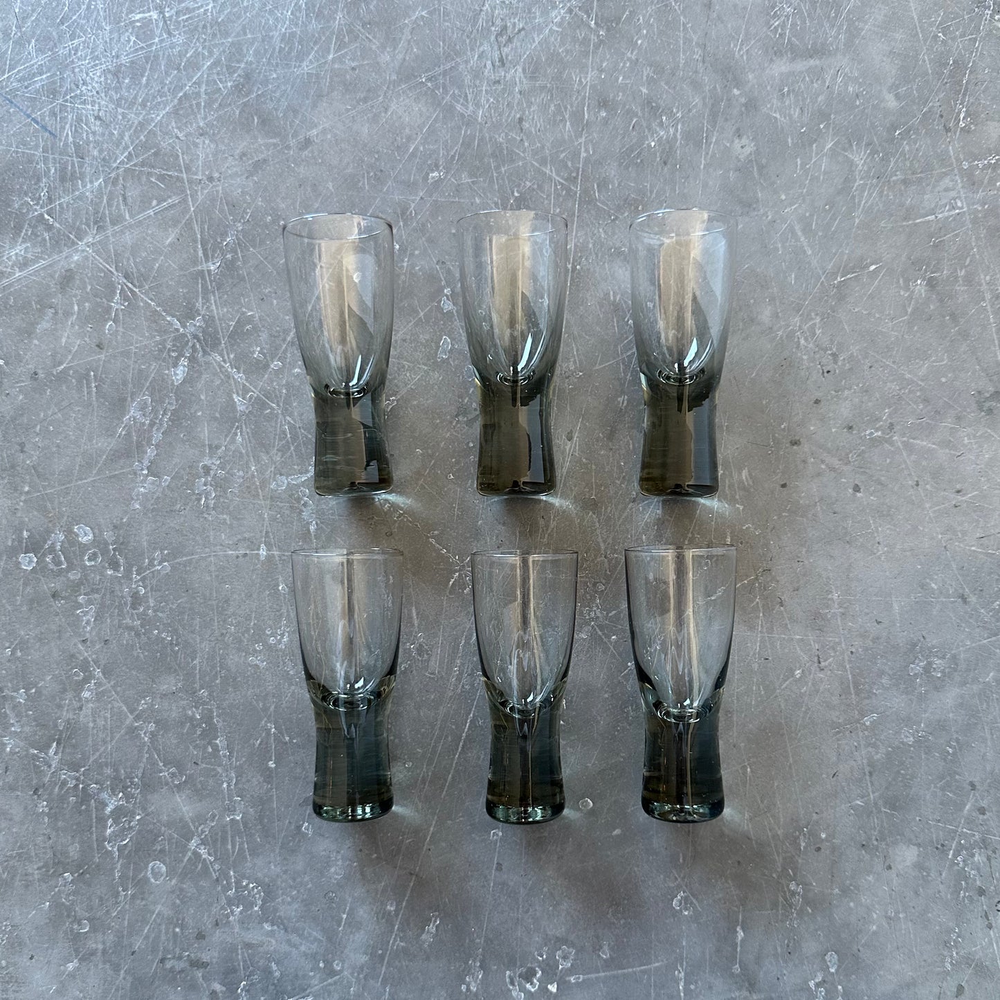 6 x Holmegaard Canada By Per Lütken Smoke Shot Glasses