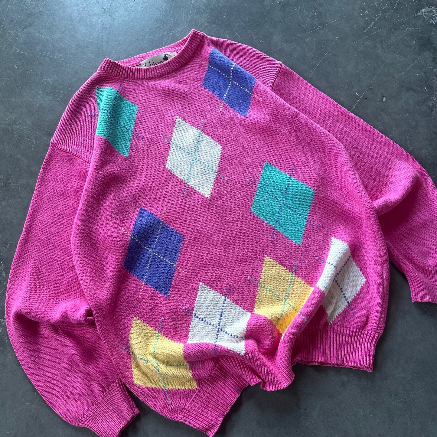 Vintage Argyle Knit Sweater Size Large