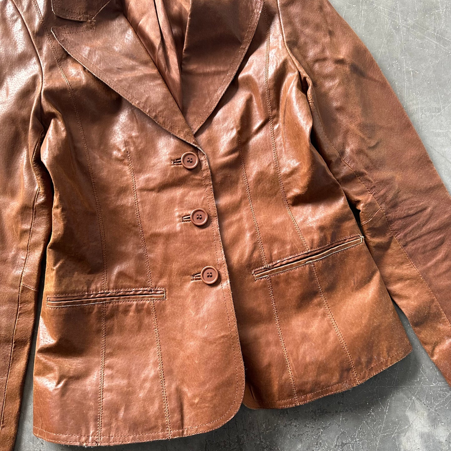 Y2k Brown Leather Jacket UK 10