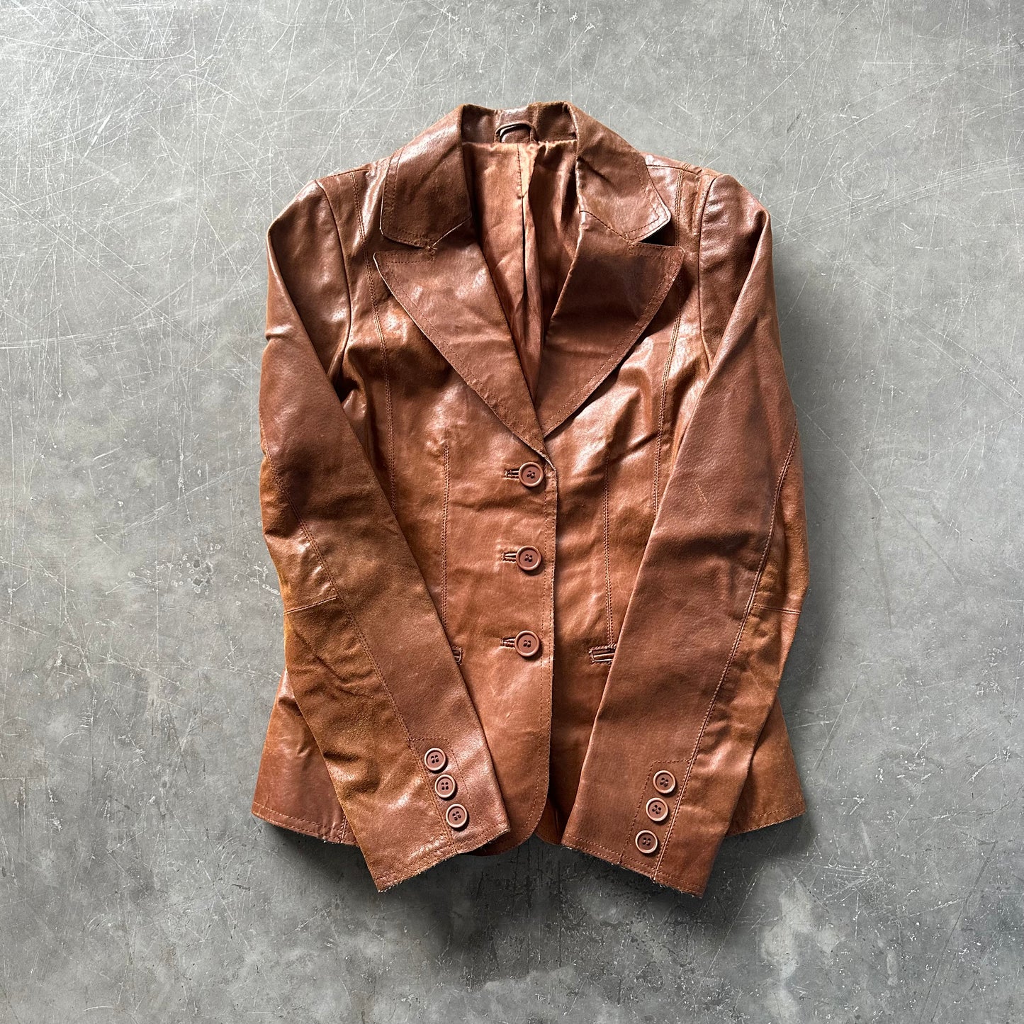 Y2k Brown Leather Jacket UK 10