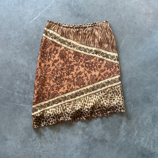 Vintage Animal Print Midi Skirt UK 12