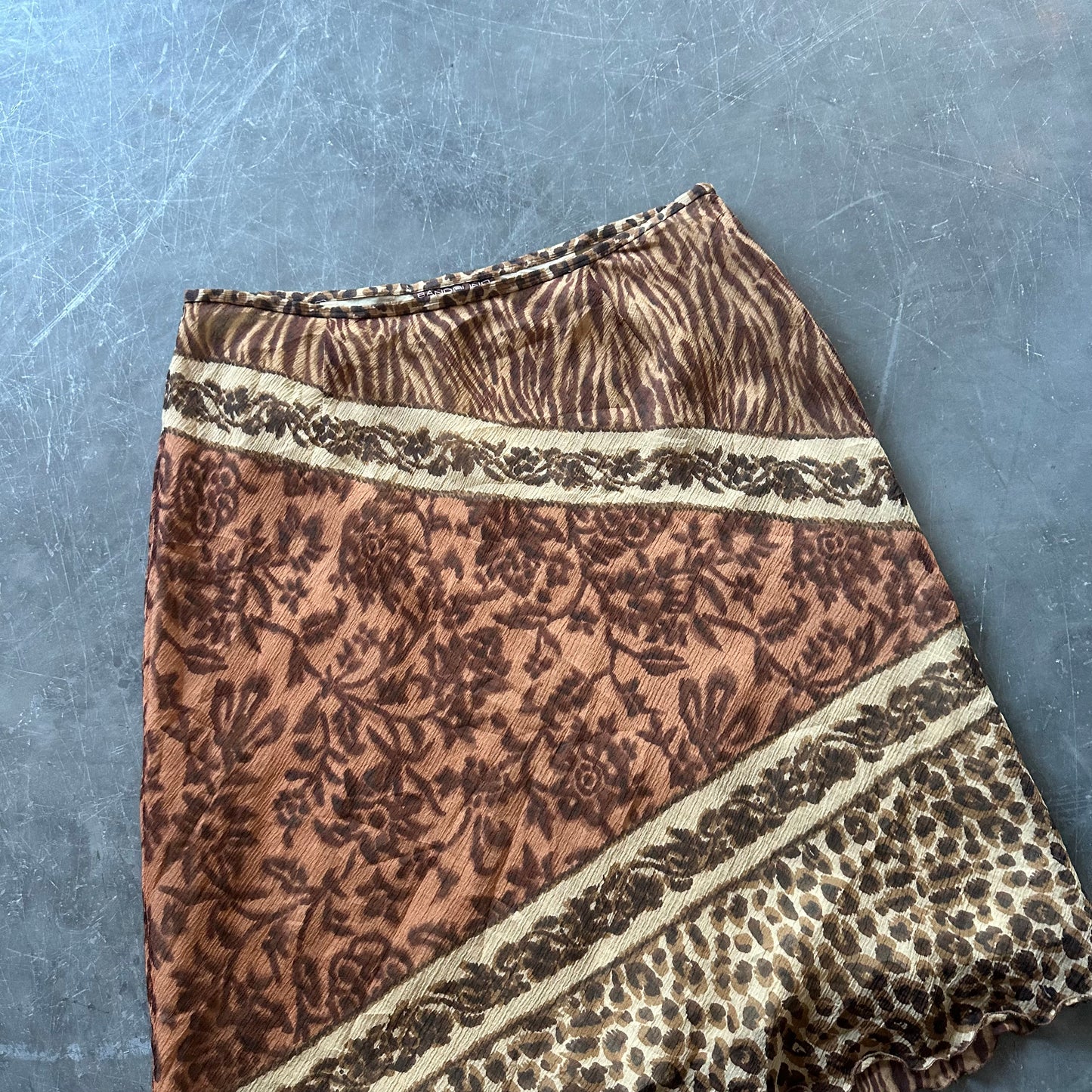 Vintage Animal Print Midi Skirt UK 12