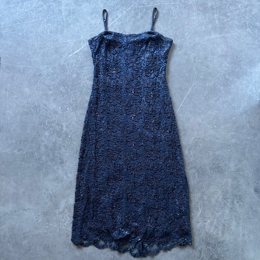 Vintage Beaded Midi Dress UK 14