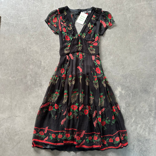 Vintage Floral Midi Dress UK 8/10